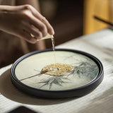 Maxbell Gongfu Tea Tray Fruit Platter Water Absorbing Round for Household Table Home