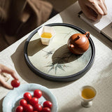 Maxbell Gongfu Tea Tray Fruit Platter Water Absorbing Round for Household Table Home