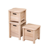 Maxbell Wooden Foot Stool with Drawer Sitting Footstool for Indoor Outdoor Home Dorm 30cmx30cmx25cm