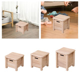 Maxbell Wooden Foot Stool with Drawer Sitting Footstool for Indoor Outdoor Home Dorm 30cmx30cmx25cm