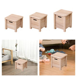 Maxbell Wooden Foot Stool with Drawer Sitting Footstool for Indoor Outdoor Home Dorm 30cmx30cmx25cm