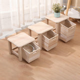 Maxbell Wooden Foot Stool with Drawer Sitting Footstool for Indoor Outdoor Home Dorm 30cmx30cmx25cm