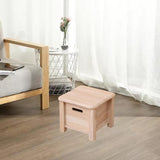 Maxbell Wooden Foot Stool with Drawer Sitting Footstool for Indoor Outdoor Home Dorm 30cmx30cmx25cm