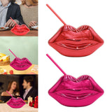 Maxbell Lip Shaped Cup Electroplated 700ml Disco with Straw for Club Home Office Bar Red