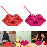 Maxbell Lip Shaped Cup Electroplated 700ml Disco with Straw for Club Home Office Bar Red
