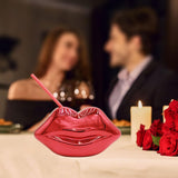 Maxbell Lip Shaped Cup Electroplated 700ml Disco with Straw for Club Home Office Bar Red