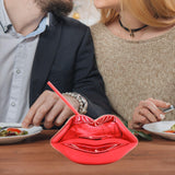 Maxbell Lip Shaped Cup Electroplated 700ml Disco with Straw for Club Home Office Bar Red