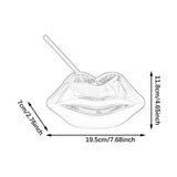Maxbell Lip Shaped Cup Electroplated 700ml Disco with Straw for Club Home Office Bar Red