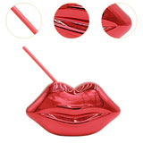 Maxbell Lip Shaped Cup Electroplated 700ml Disco with Straw for Club Home Office Bar Red