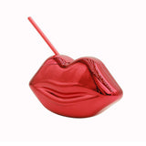 Maxbell Lip Shaped Cup Electroplated 700ml Disco with Straw for Club Home Office Bar Red