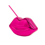 Maxbell Lip Shaped Cup Electroplated 700ml Disco with Straw for Club Home Office Bar Rose Red