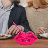 Maxbell Lip Shaped Cup Electroplated 700ml Disco with Straw for Club Home Office Bar Rose Red