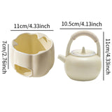 Maxbell Teapot with Warmer Reusable Tea Kettle Flower Tea Pot for Hotel Home Outdoor Beige with Handle