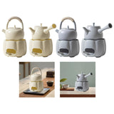 Maxbell Teapot with Warmer Reusable Tea Kettle Flower Tea Pot for Hotel Home Outdoor Beige with Handle