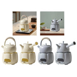 Maxbell Teapot with Warmer Reusable Tea Kettle Flower Tea Pot for Hotel Home Outdoor Beige with Handle