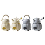 Maxbell Teapot with Warmer Reusable Tea Kettle Flower Tea Pot for Hotel Home Outdoor Beige with Handle