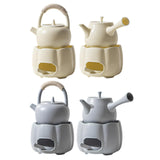 Maxbell Teapot with Warmer Reusable Tea Kettle Flower Tea Pot for Hotel Home Outdoor Beige with Handle