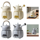 Maxbell Teapot with Warmer Reusable Tea Kettle Flower Tea Pot for Hotel Home Outdoor Beige with Handle