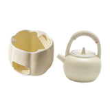 Maxbell Teapot with Warmer Reusable Tea Kettle Flower Tea Pot for Hotel Home Outdoor Beige with Handle
