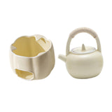 Maxbell Teapot with Warmer Reusable Tea Kettle Flower Tea Pot for Hotel Home Outdoor Beige with Handle