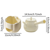 Maxbell Teapot with Warmer Reusable Tea Kettle Flower Tea Pot for Hotel Home Outdoor Beige Side Handle