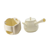 Maxbell Teapot with Warmer Reusable Tea Kettle Flower Tea Pot for Hotel Home Outdoor Beige Side Handle