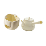 Maxbell Teapot with Warmer Reusable Tea Kettle Flower Tea Pot for Hotel Home Outdoor Beige Side Handle
