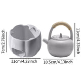 Maxbell Teapot with Warmer Reusable Tea Kettle Flower Tea Pot for Hotel Home Outdoor Gray with Handle