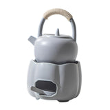 Maxbell Teapot with Warmer Reusable Tea Kettle Flower Tea Pot for Hotel Home Outdoor Gray with Handle