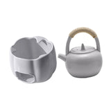 Maxbell Teapot with Warmer Reusable Tea Kettle Flower Tea Pot for Hotel Home Outdoor Gray with Handle