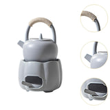 Maxbell Teapot with Warmer Reusable Tea Kettle Flower Tea Pot for Hotel Home Outdoor Gray with Handle