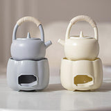 Maxbell Teapot with Warmer Reusable Tea Kettle Flower Tea Pot for Hotel Home Outdoor Gray with Handle