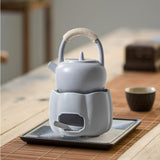 Maxbell Teapot with Warmer Reusable Tea Kettle Flower Tea Pot for Hotel Home Outdoor Gray with Handle