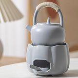 Maxbell Teapot with Warmer Reusable Tea Kettle Flower Tea Pot for Hotel Home Outdoor Gray with Handle