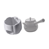 Maxbell Teapot with Warmer Reusable Tea Kettle Flower Tea Pot for Hotel Home Outdoor Gray Side Handle