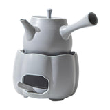 Maxbell Teapot with Warmer Reusable Tea Kettle Flower Tea Pot for Hotel Home Outdoor Gray Side Handle