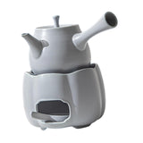 Maxbell Teapot with Warmer Reusable Tea Kettle Flower Tea Pot for Hotel Home Outdoor Gray Side Handle