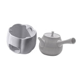 Maxbell Teapot with Warmer Reusable Tea Kettle Flower Tea Pot for Hotel Home Outdoor Gray Side Handle