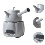 Maxbell Teapot with Warmer Reusable Tea Kettle Flower Tea Pot for Hotel Home Outdoor Gray Side Handle