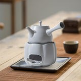Maxbell Teapot with Warmer Reusable Tea Kettle Flower Tea Pot for Hotel Home Outdoor Gray Side Handle