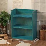 Maxbell Desktop Storage Rack Wooden Holder Desk Shelf for Dressing Table Office Home Blue