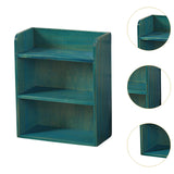 Maxbell Desktop Storage Rack Wooden Holder Desk Shelf for Dressing Table Office Home Blue