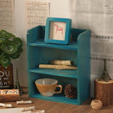 Maxbell Desktop Storage Rack Wooden Holder Desk Shelf for Dressing Table Office Home Blue
