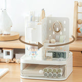Maxbell Desk Organizer with Drawer Stationery Storage Box for Countertop Home Office White