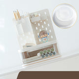 Maxbell Desk Organizer with Drawer Stationery Storage Box for Countertop Home Office White
