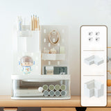 Maxbell Desk Organizer with Drawer Stationery Storage Box for Countertop Home Office White