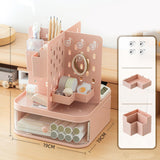 Maxbell Desk Organizer with Drawer Stationery Storage Box for Countertop Home Office Pink