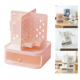 Maxbell Desk Organizer with Drawer Stationery Storage Box for Countertop Home Office Pink