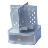 Maxbell Desk Organizer with Drawer Stationery Storage Box for Countertop Home Office Blue