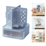 Maxbell Desk Organizer with Drawer Stationery Storage Box for Countertop Home Office Blue